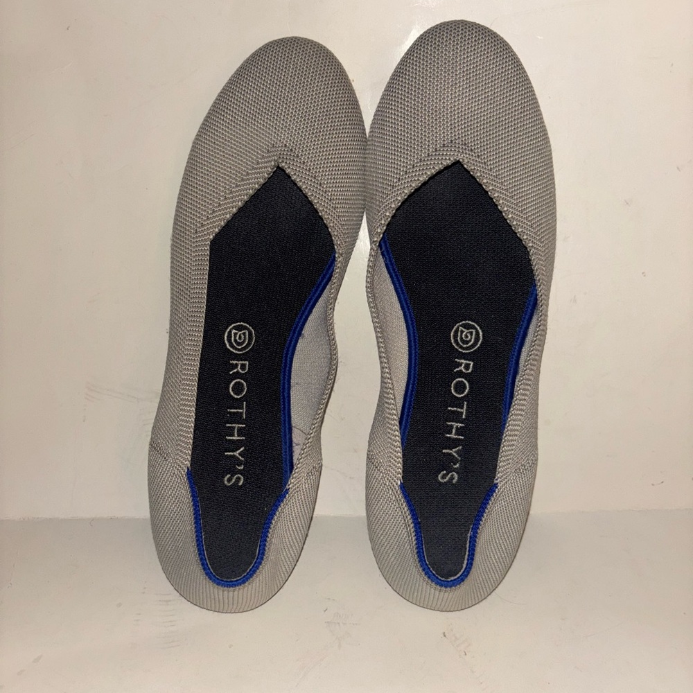 ROTHY'S The Flat Round Toe Knit Flats Light Grey Size 10